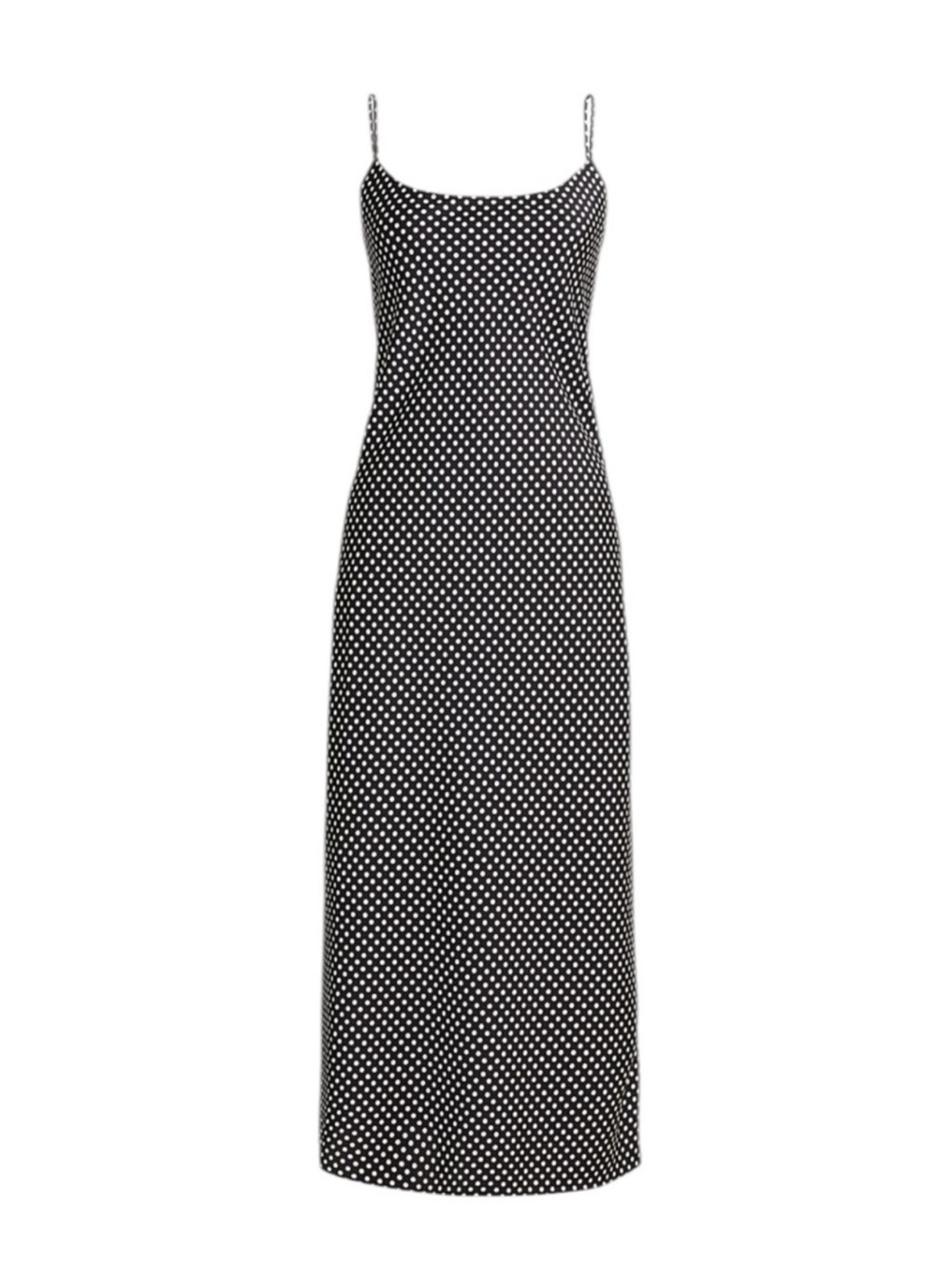 J. Crew Gwyneth Luster Charmeuse Slip Dress in Tiny Dot Print Size 4 Black White
